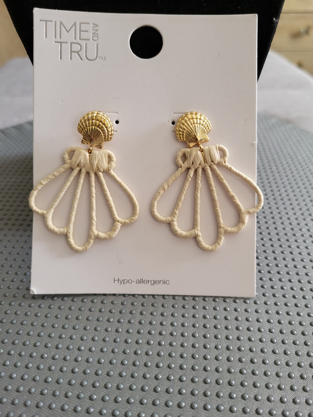 Time and Tru Gold Shell Stud Earring Backs 2.25" L
